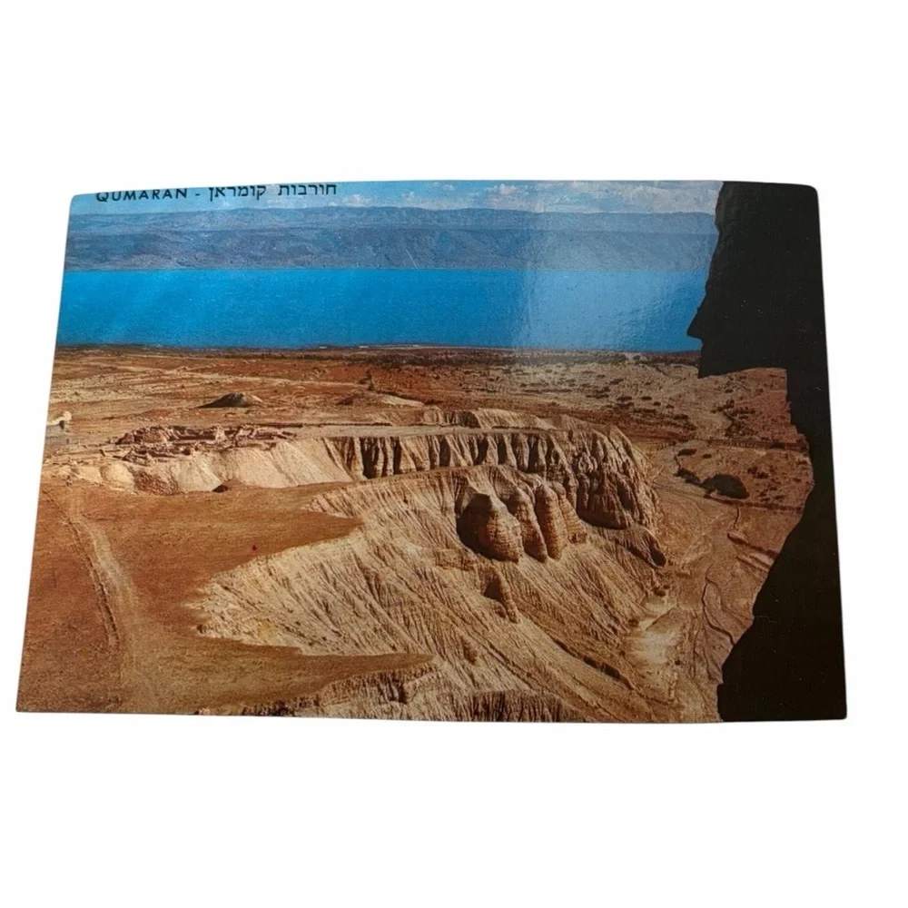 Qumran Ruins Postcard – Judean Desert & Dead Sea View – Historic Travel Print